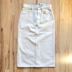 NWT - Zara - Beige Jean Midi High Rise Scirt